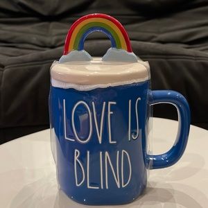 Rae Dunn Love is Blind with Rainbow Covered Mug